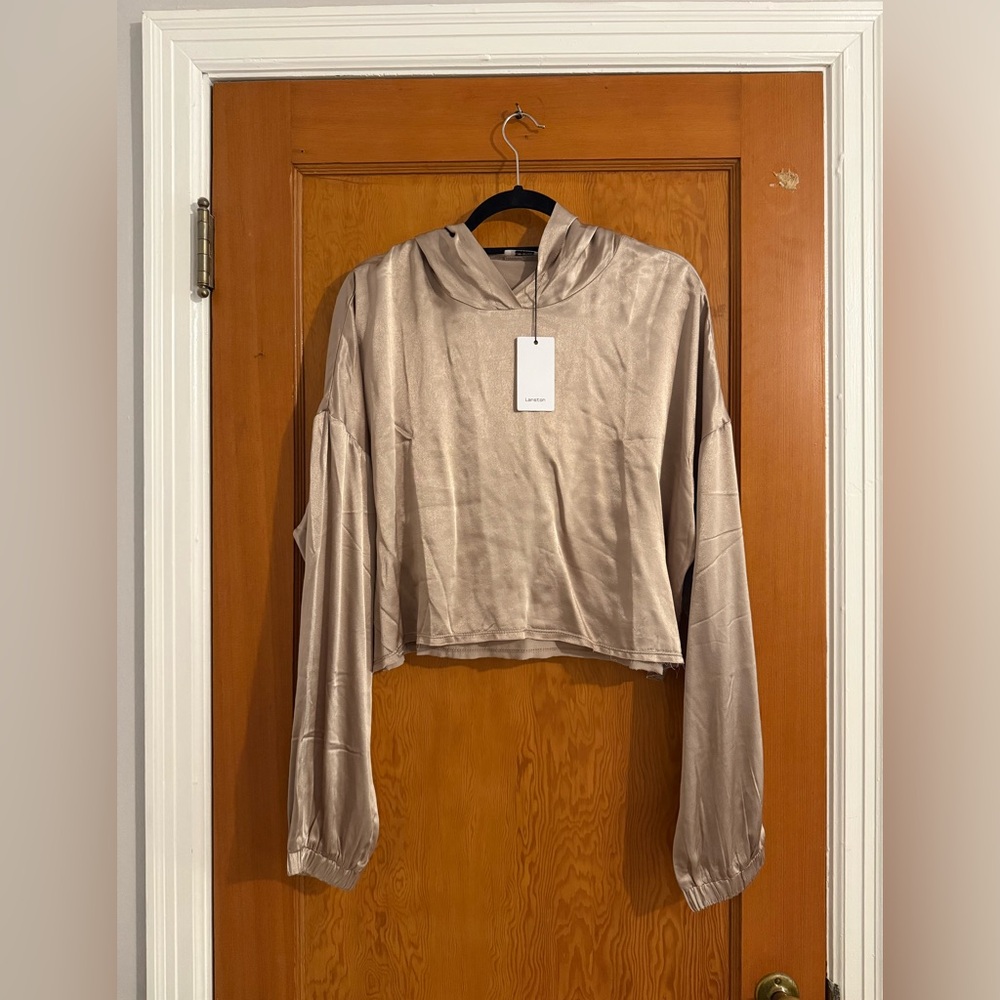 NWT Lanston Metallic Gold Pullover Hoodie Size Large